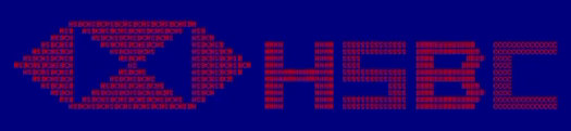 HSBC logo drawn in red ASCII characters on a blue terminal screen