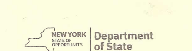 New York State Department of State header as printed